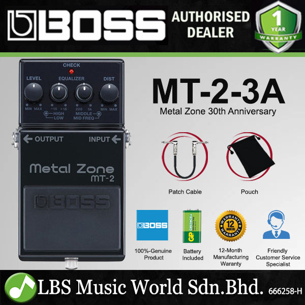 Boss MT-2-3A 30th Anniversary Metal Zone Distortion Guitar Effects Pedal - Limited Edition (MT-2 MT2)