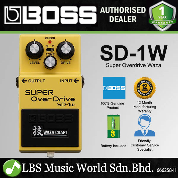 Boss SD-1W Super OverDrive Guitar Effect Pedal Foot Switch Processor Over Drive (SD1W SD 1W)