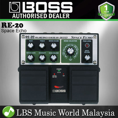 Boss RE-20 Space Echo Stereo Tape-emulation Effects Pedal Input for Electric Guitar (RE20 RE-20)