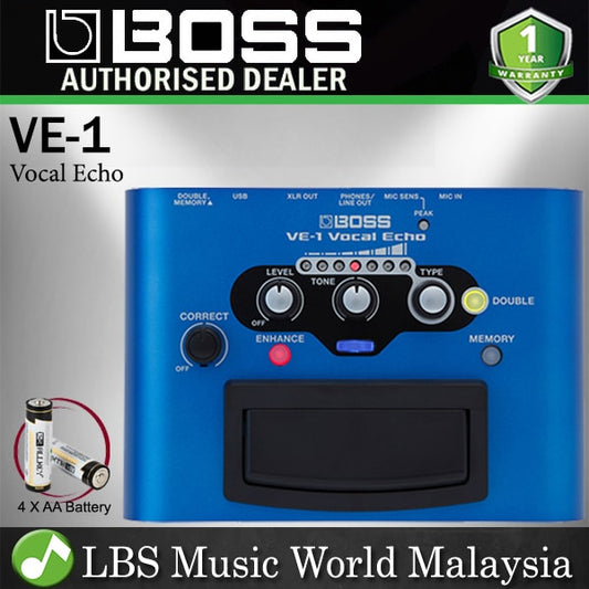 Boss VE-1 Vocal Echo Pedal Processor USB Audio Out with Microphone Cable (VE1 VE 1)