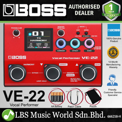 Boss VE-22 Vocal Effect and Looper Performer Guitar Pedal (VE22 VE 22)