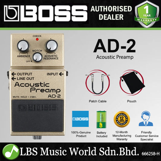 Boss AD-2 Acoustic Preamp Guitar Effect Pedal Foot Switch Processor (AD2 AD 2)