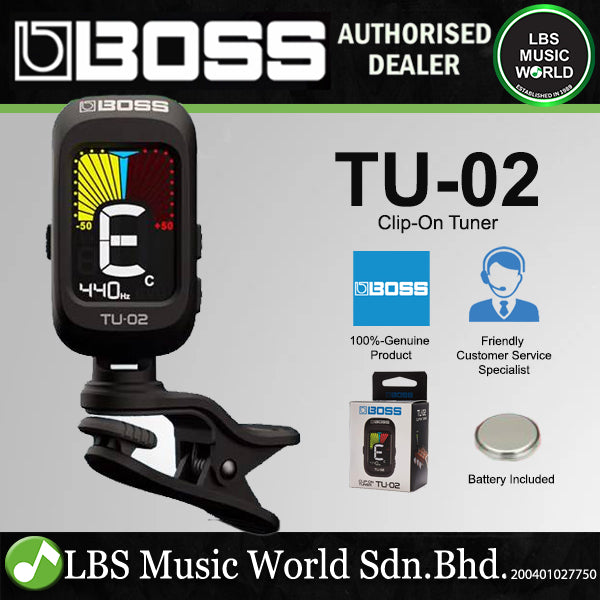 Boss TU-02 Clip On Chromatic Tuner For Electric Guitar Bass Ukulele Tuning (TU02)