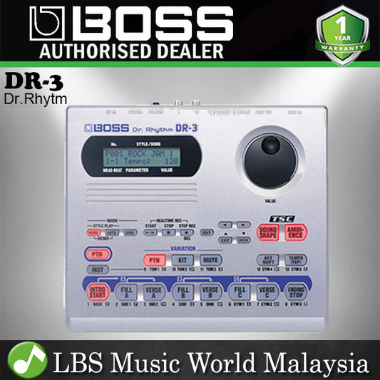 Boss DR-3 Dr Rhythm Drum Machine with Bass 100 Preset Style (DR3 DR 3)