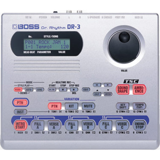 Boss DR-3 Dr Rhythm Drum Machine with Bass 100 Preset Style (DR3 DR 3)
