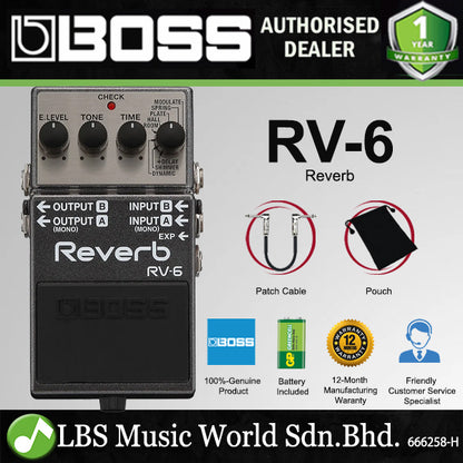 Boss RV-6 Reverb Guitar Effects Pedal (RV6 RV 6)
