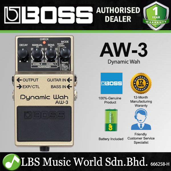 BOSS AW-3 Dynamic Wah Guitar Effect Pedal (AW3 AW 3) - LBS Music