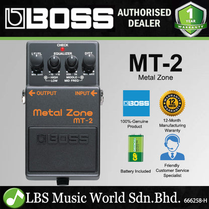 Boss MT-2 Metal Zone Guitar Effects Pedal (MT2 MT 2)