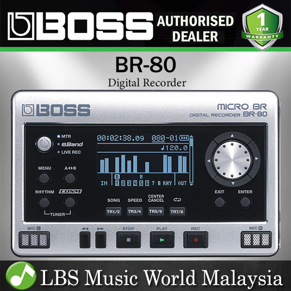 Boss Micro BR-80 8 Track Digital Recorder Audio Interface Recording Device (BR80 BR 80)