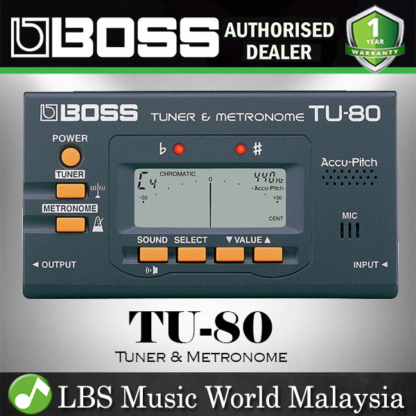 BOSS TU-80 All Instrument Tuner or Metronome Black (TU80 TU 80)