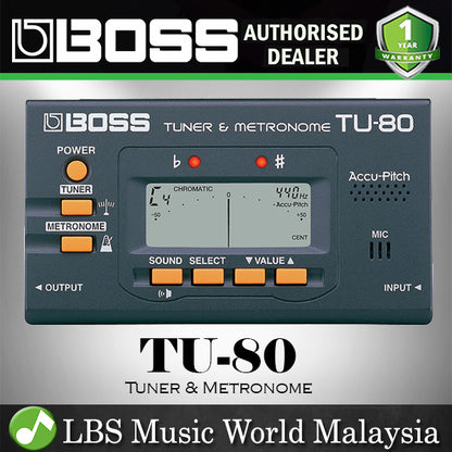 BOSS TU-80 All Instrument Tuner or Metronome Black (TU80 TU 80)