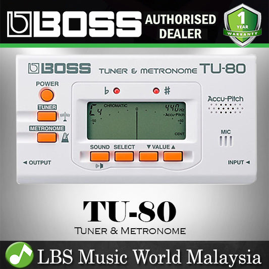 BOSS TU-80 All Instrument Tuner or Metronome White (TU80 TU 80)