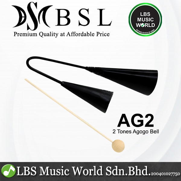 BSL AG2 2 Notes Agogo Bell Musical Percussion Instrument Black