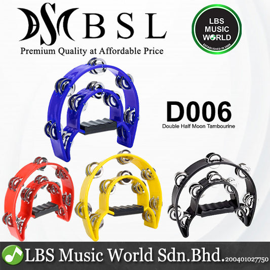 BSL D006 Tambourine Double Halfmoon Plastic with PS Handle