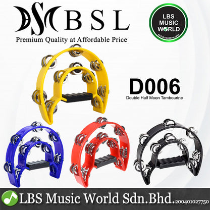 BSL D006 Tambourine Double Halfmoon Plastic with PS Handle