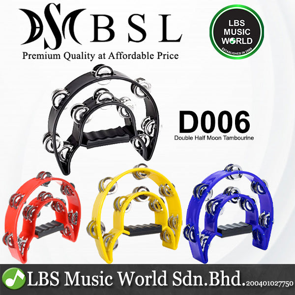 BSL D006 Tambourine Double Halfmoon Plastic with PS Handle