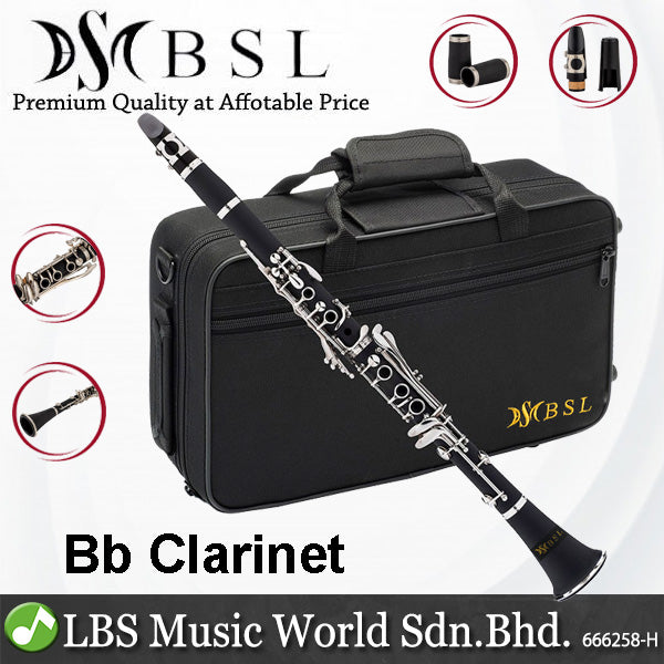 BSL Bb Clarinet B Flat Woodwind Black Ebonite for Beginner