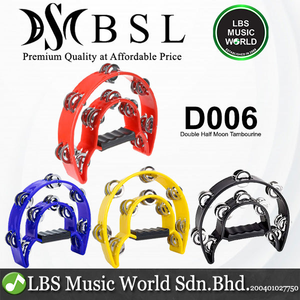 BSL D006 Tambourine Double Halfmoon Plastic with PS Handle