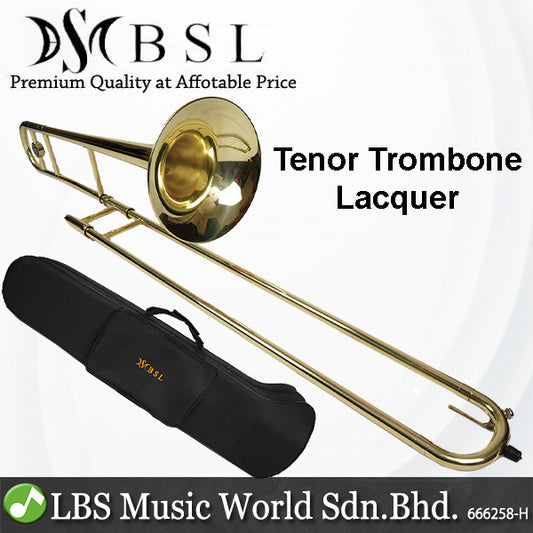 BSL Tenor Trombone B Flat Brass Instrument with Case - Silver / Lacquer