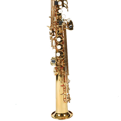 BSL Soprano Saxophone B Flat Split Pipe Wind Instrument with Case - Lacquer