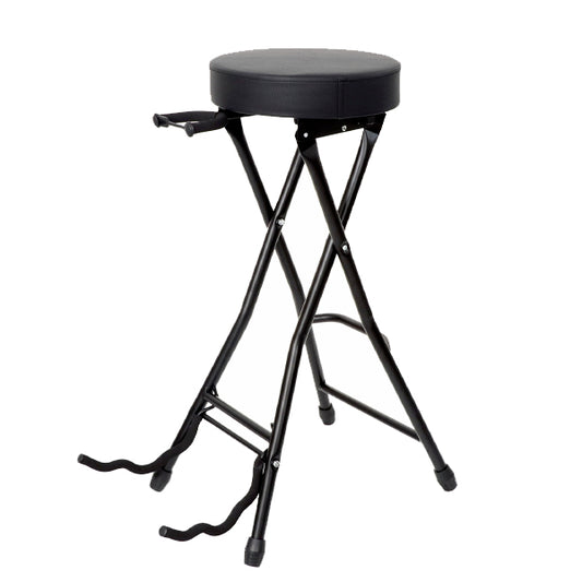 BSL Folding Stool Seat with Guitar Stand for Acoustic, Classical and Bass