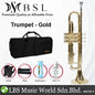 BSL Bb Trumpet Instrument B Flat Three Tone Gold Plated and Nickel for Beginner with Case