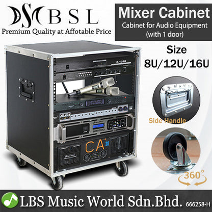BSL 8U 12U 16U Mixer Cabinet Shelf Rack with  Door for KTV Power Amplifier Audio Equipment Stage Flight Case