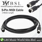 BSL 5 Pin MIDI Cable 2 Meter Male to Male DIN connector for Digital Keyboard Piano Audio Interface Synthesizer