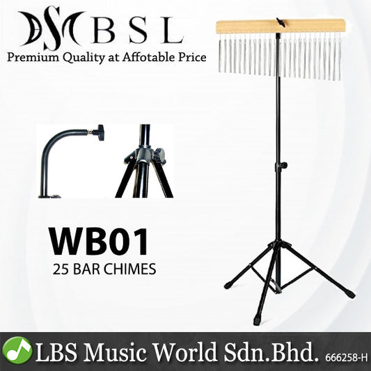 BSL WB01 25 Bar Chimes Percussion Wind Chine with Mounting Stand - Chrome