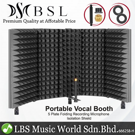 BSL 5 Door Portable Vocal Booth Folding Recording Microphone Shield Windscreen Soundproof Insolation for Mic (PVB)