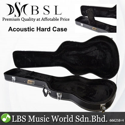 BSL AWC1 Dreadnought Acoustic Guitar Hard Wood Case Hardcase - Black