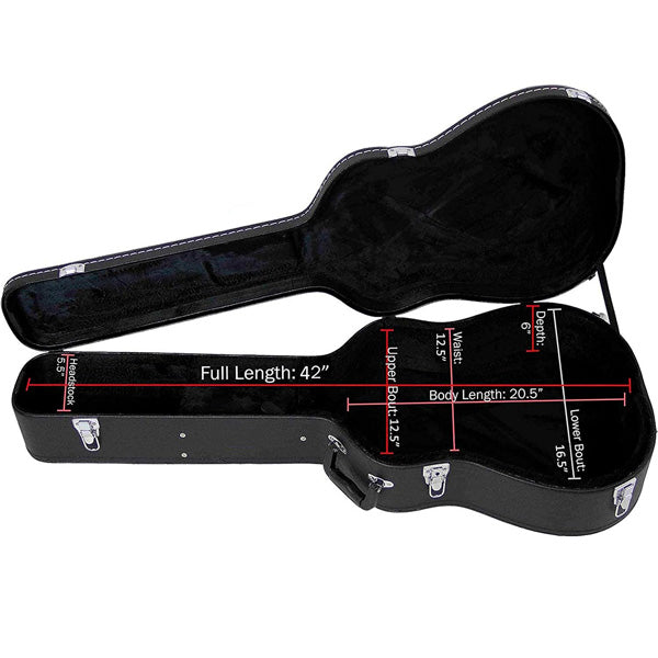 BSL AWC1 Dreadnought Acoustic Guitar Hard Wood Case Hardcase - Black