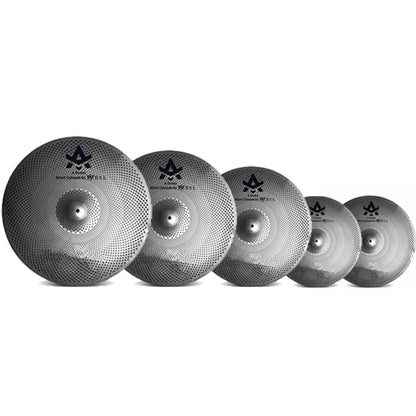 BSL 5 Piece A Series Silent Cymbals with 14" Hi-Hats 16" 18" Crash, and 20" Medium Ride Cymbal (Low Volume Quite Mute)