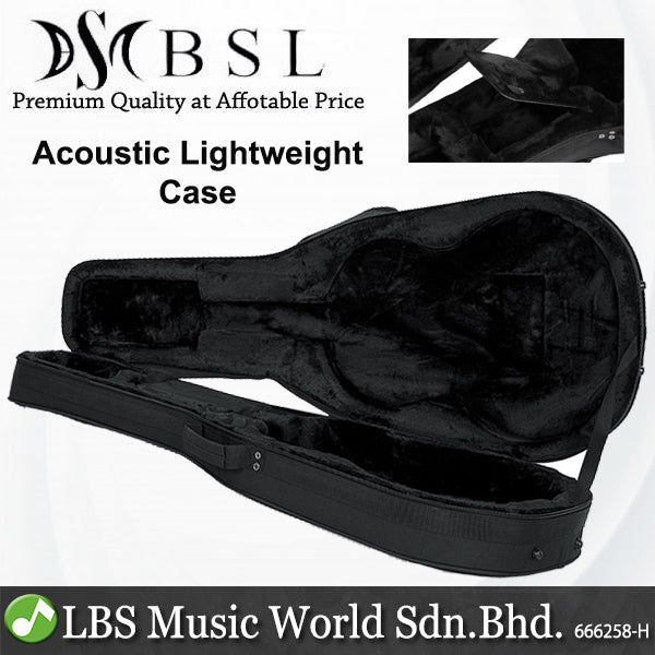 BSL AWC1 Dreadnought Acoustic Guitar Hard Wood Case Hardcase - Black