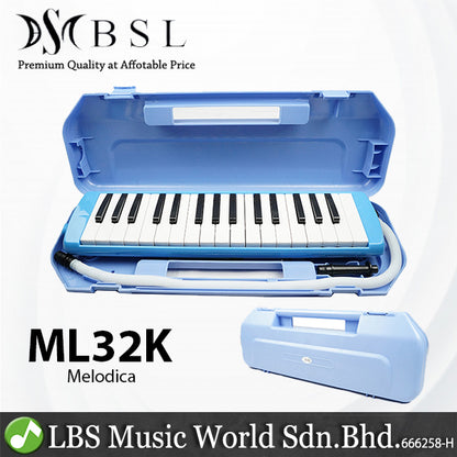 BSL ML32K 32 Keys Pianica Melodica Melodion with Flexible Long Pipe with Short Mouthpieces and Piano Case