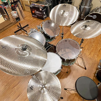 BSL 5 Piece A Series Silent Cymbals with 14" Hi-Hats 16" 18" Crash, and 20" Medium Ride Cymbal (Low Volume Quite Mute)