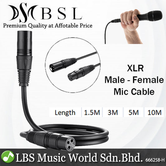 BSL 3 Pin XLR to XLR Male to Female Double Shield Balanced Stereo Microphone Audio Mic Cable