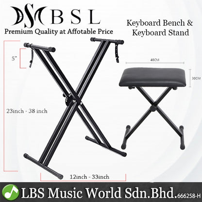 BSL Q2X and KB01 Keyboard Stand and Bench Package - Chair Stool Seat (Pack)
