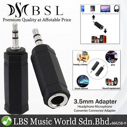 BSL 3.5mm TRS Male to 6.35mm 1/4" Female Adapter Headphone Microphone Stereo Jack Audio Connector, Adaptor, Converter, Adapter or Adapter - 1 Piece