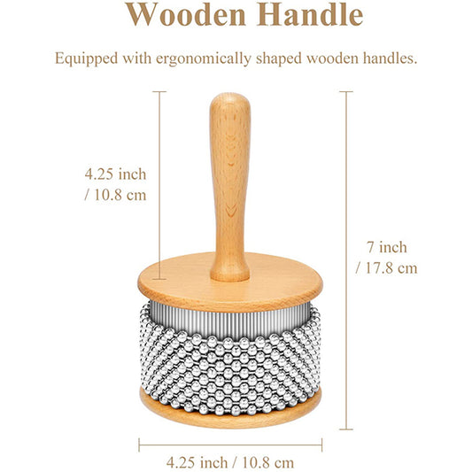 BSL FT061 4 Inch Cabasa Hand Shaker Instrument with Stainless Steel Bead and Wood Handle