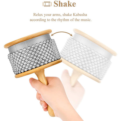 BSL FT061 4 Inch Cabasa Hand Shaker Instrument with Stainless Steel Bead and Wood Handle