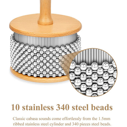BSL FT061 4 Inch Cabasa Hand Shaker Instrument with Stainless Steel Bead and Wood Handle