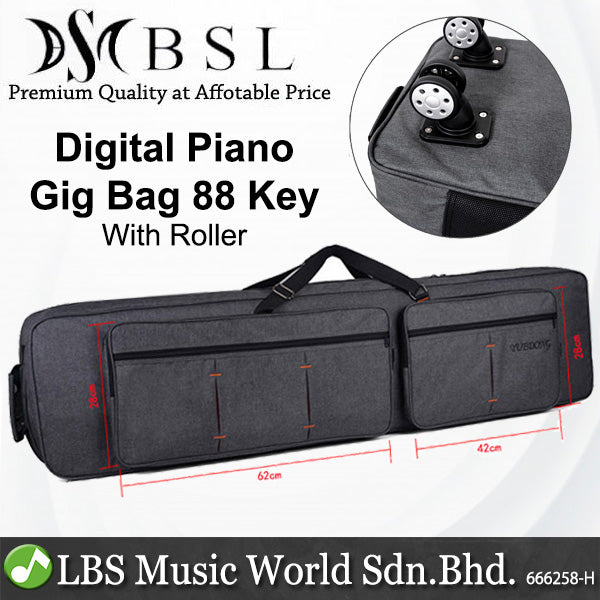BSL 88 Keys Digital Piano Gig Bag For Keyboard, Organ and Piano with Roller Carry Soft Case