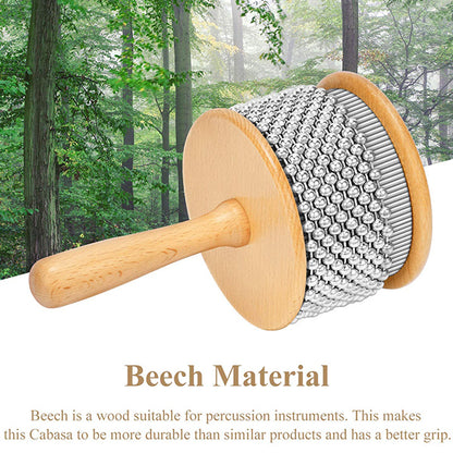 BSL FT061 4 Inch Cabasa Hand Shaker Instrument with Stainless Steel Bead and Wood Handle