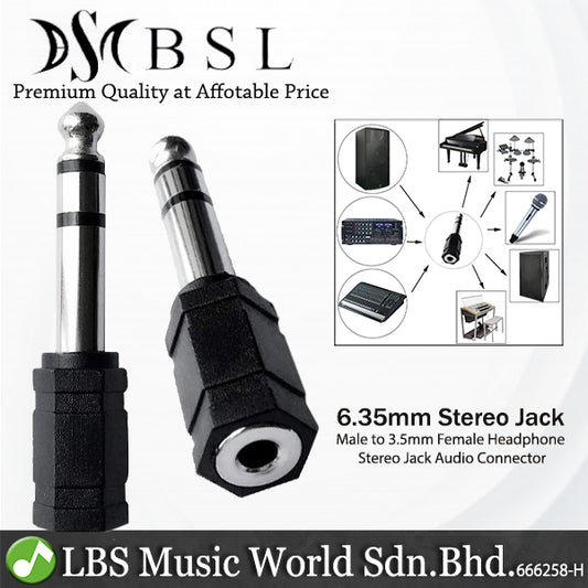 BSL 6.35mm Male to 3.5mm Female Headphone Stereo Jack Audio Connector, Adaptor, Converter, Adapter or Adapter - 1 Piece