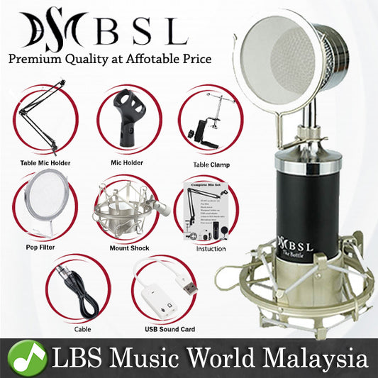 BSL BM-8000 Mic The Bottle Condenser Microphone for Studio Recoding Podcast Live Karaoke (BM8000)
