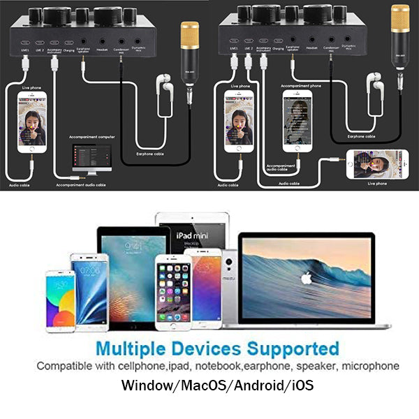 BSL V8 Plus Bluetooth USB Sound Card Recording Interface Broadcast Live for Phone and PC (V8BT V 8)