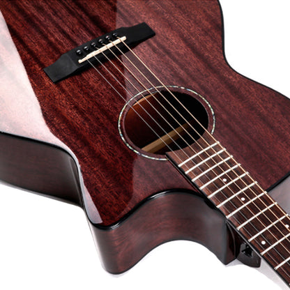 BSL M-D10S Cutaway Dreadnought Acoustic Solid Top Full Mahagony Wood Guitar Package