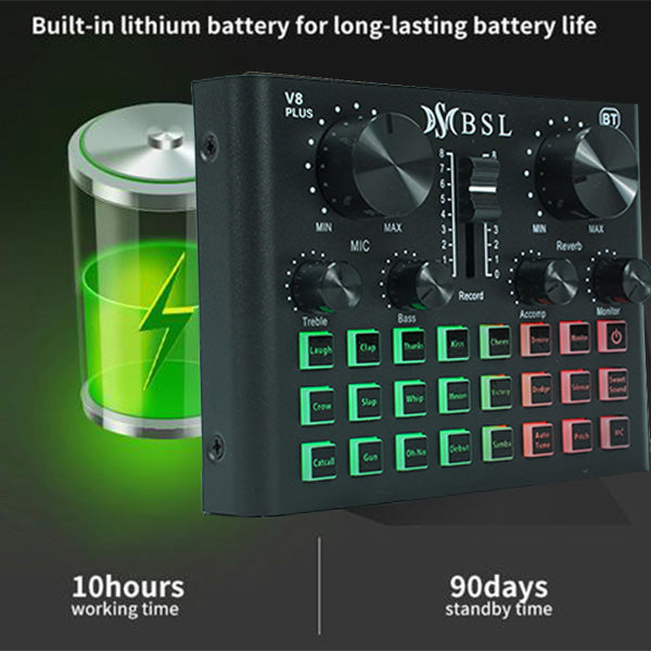 BSL V8 Plus Bluetooth USB Sound Card Recording Interface Broadcast Live for Phone and PC (V8BT V 8)