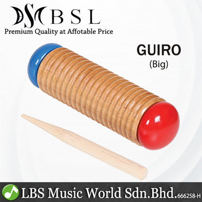 BSL FT166 Wooden Guiro Shaker with Scraper Stick - Non Wood Fish Design Percussion (Big)